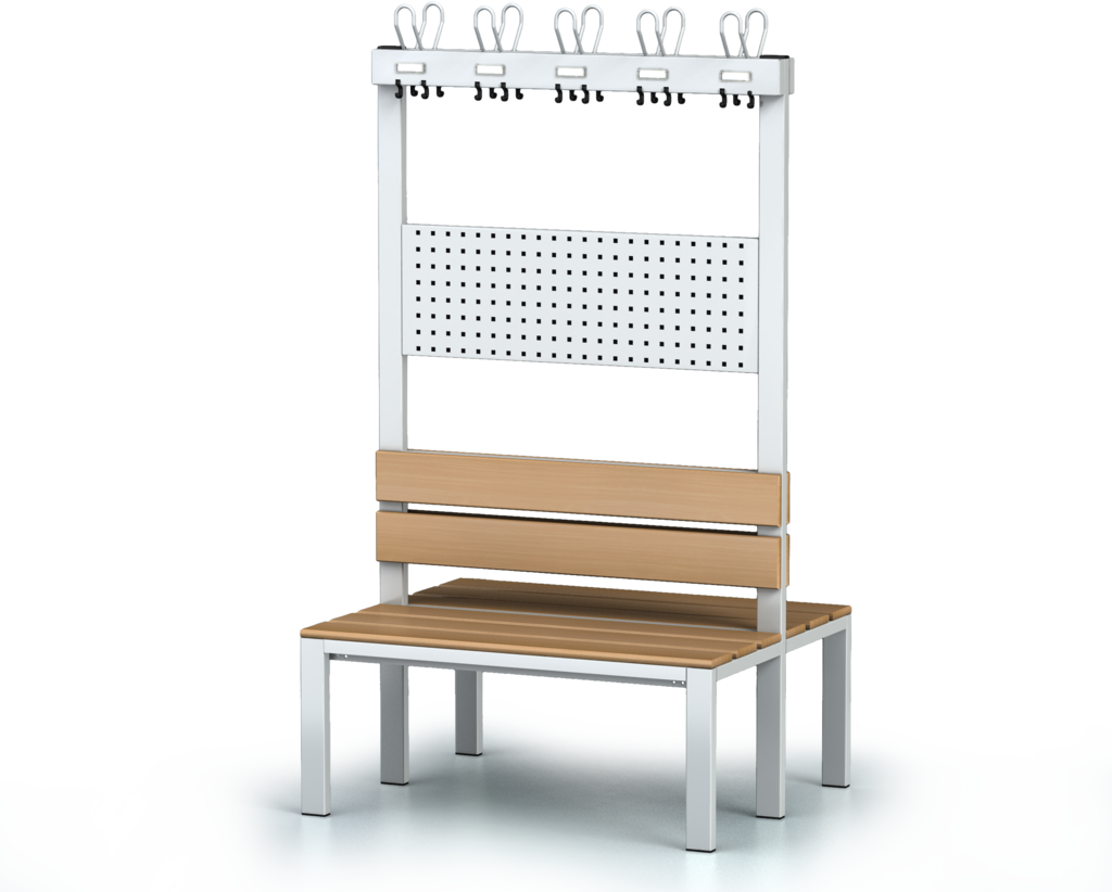 Double-sided benches with backrest and racks, beech sticks -  basic version 1800 x 1000 x 830